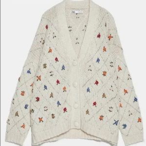 Zara Limited Edition Floral Embroidered Sequin Cardiga